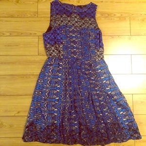 Tibi blue silk sleeveless dress sz 4